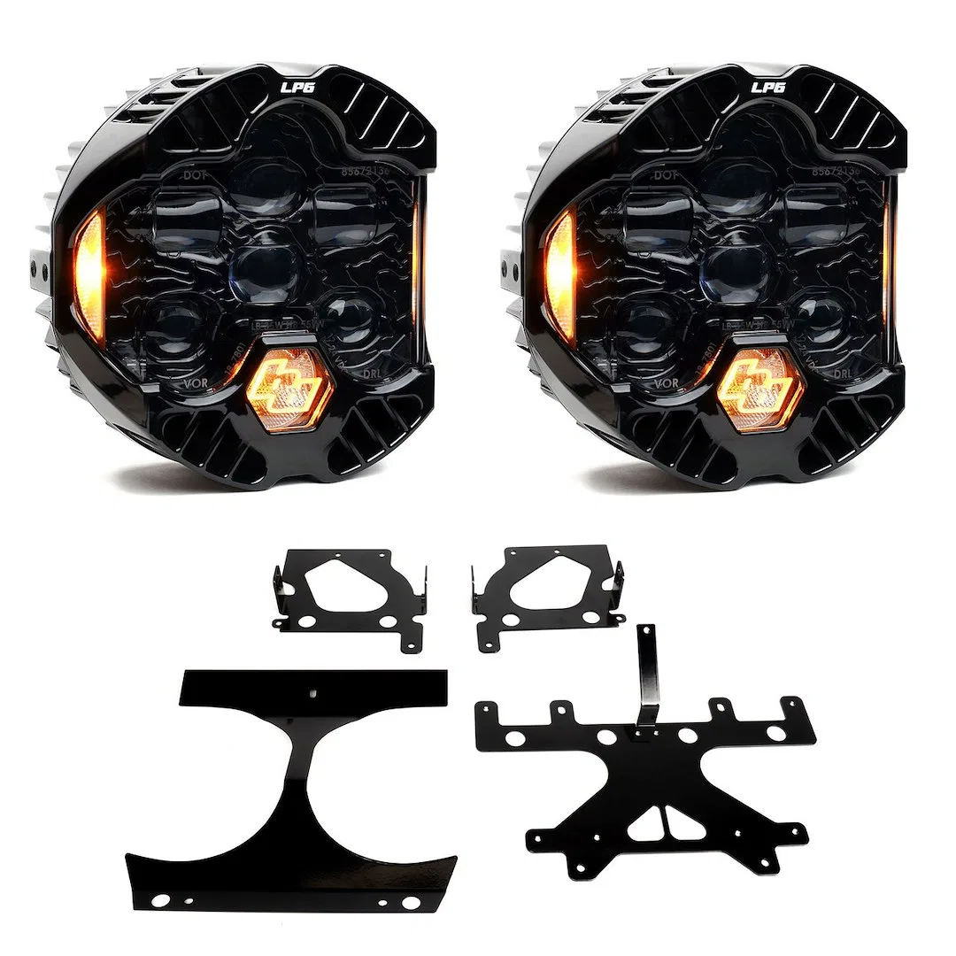 44-8113 – BAJA DESIGN Headlight Assembly, LED Bulb High And Low Beam With Amber Daytime Running Light Clear 6 LED Bul...